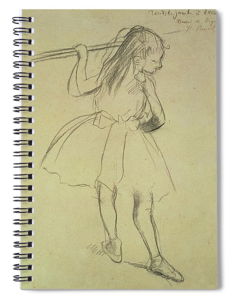 Impressionist Spiral Notebook featuring the drawing Girl Dancer At The Barre by Edgar Degas