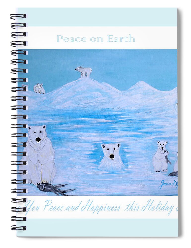 Polar Bears Spiral Notebook featuring the digital art Peace on Earth by Oksana Semenchenko