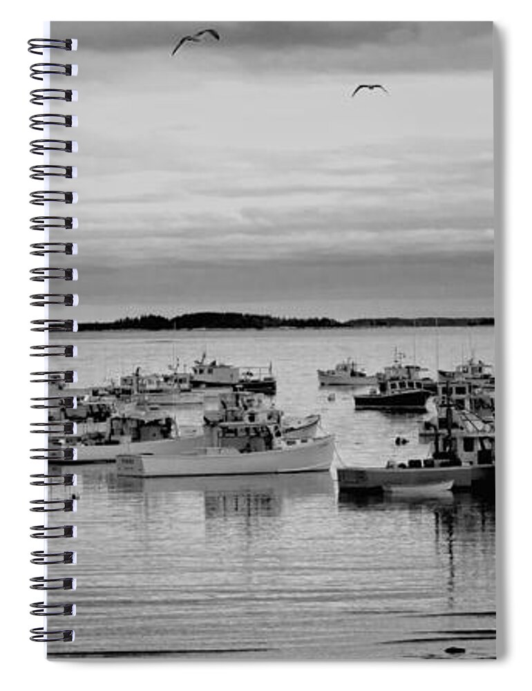 Me Spiral Notebook featuring the photograph Peaceful Harbor in Black and White by Paul Mangold