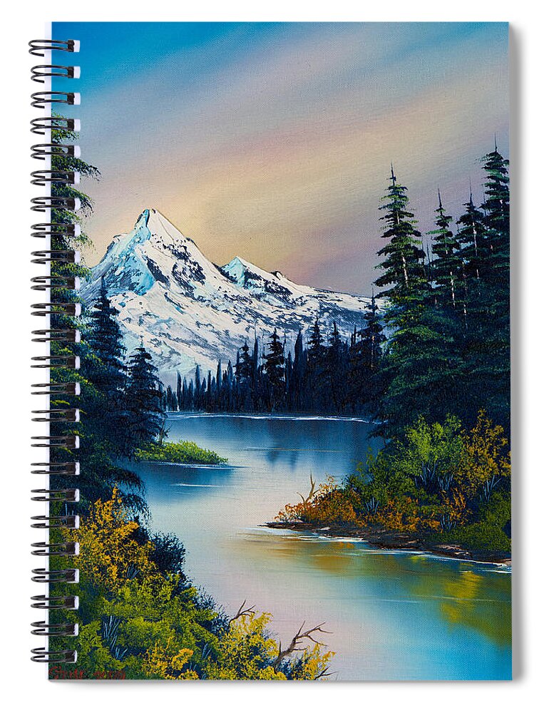 Landscape Spiral Notebook featuring the painting Tranquil Reflections by Chris Steele