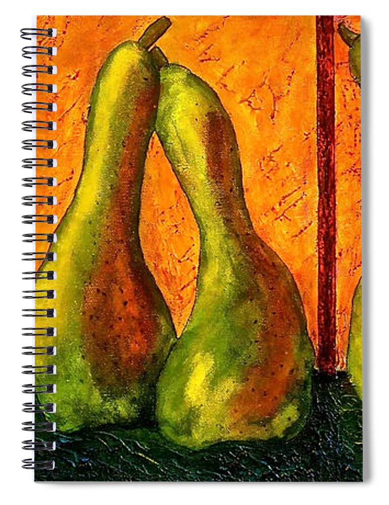 Pear Spiral Notebook featuring the painting Pear Whimsy by Bellesouth Studio
