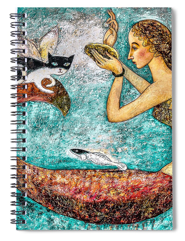 Mermaid Art Spiral Notebook featuring the painting Pearl by Shijun Munns