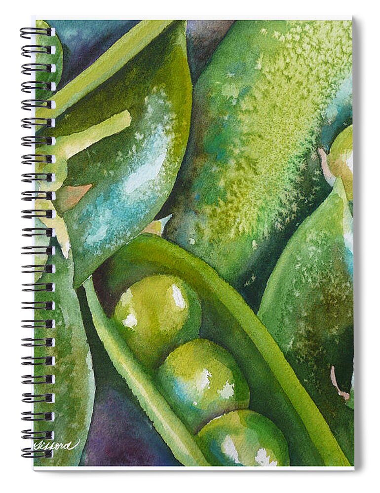 Pea Painting Spiral Notebook featuring the painting Peas in a Pod by Anne Gifford