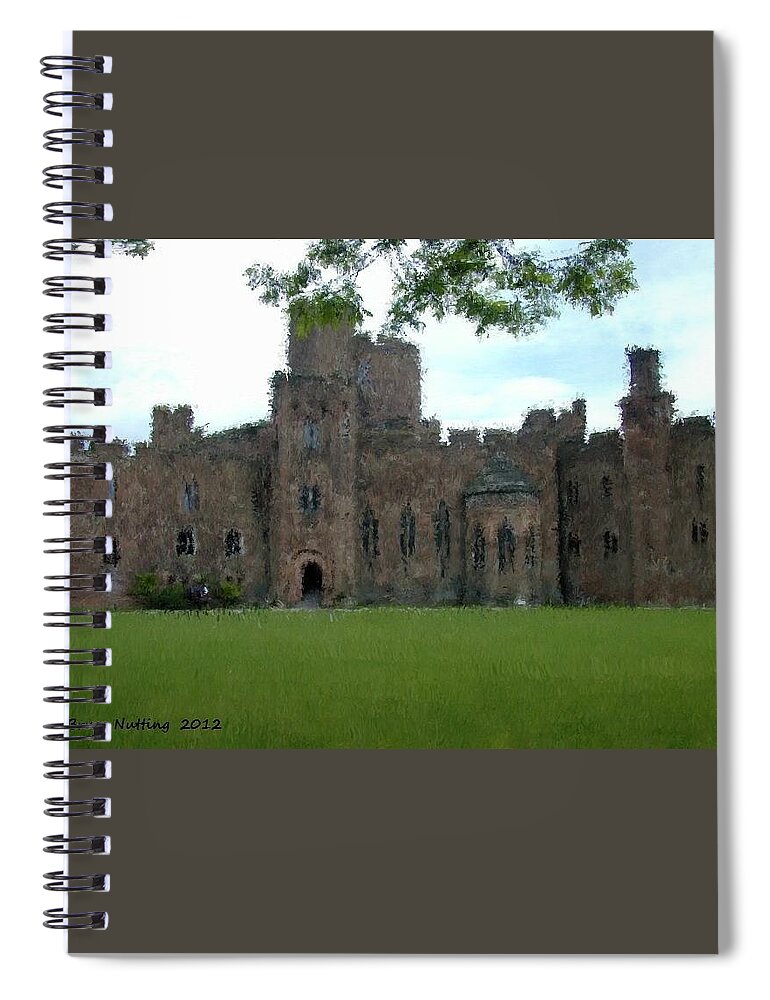 Peckforton Spiral Notebook featuring the painting Peckforton Castle by Bruce Nutting