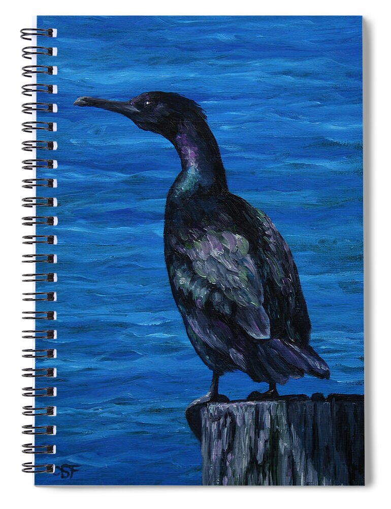 Bird Spiral Notebook featuring the painting Pelagic Cormorant by Crista Forest
