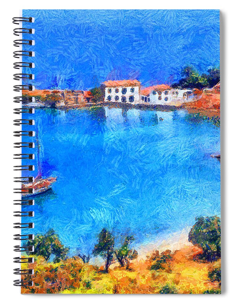 Rossidis Spiral Notebook featuring the painting Pelion Tzasteni by George Rossidis