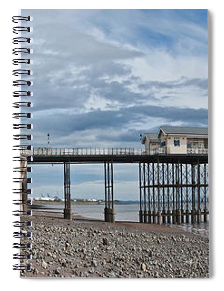 Penarth Pier Spiral Notebook featuring the photograph Penarth Pier Panorama 1 by Steve Purnell