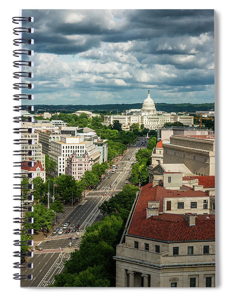Built Structure Spiral Notebook featuring the photograph Pennsylvania Avenue Leading Up To The by Miralex