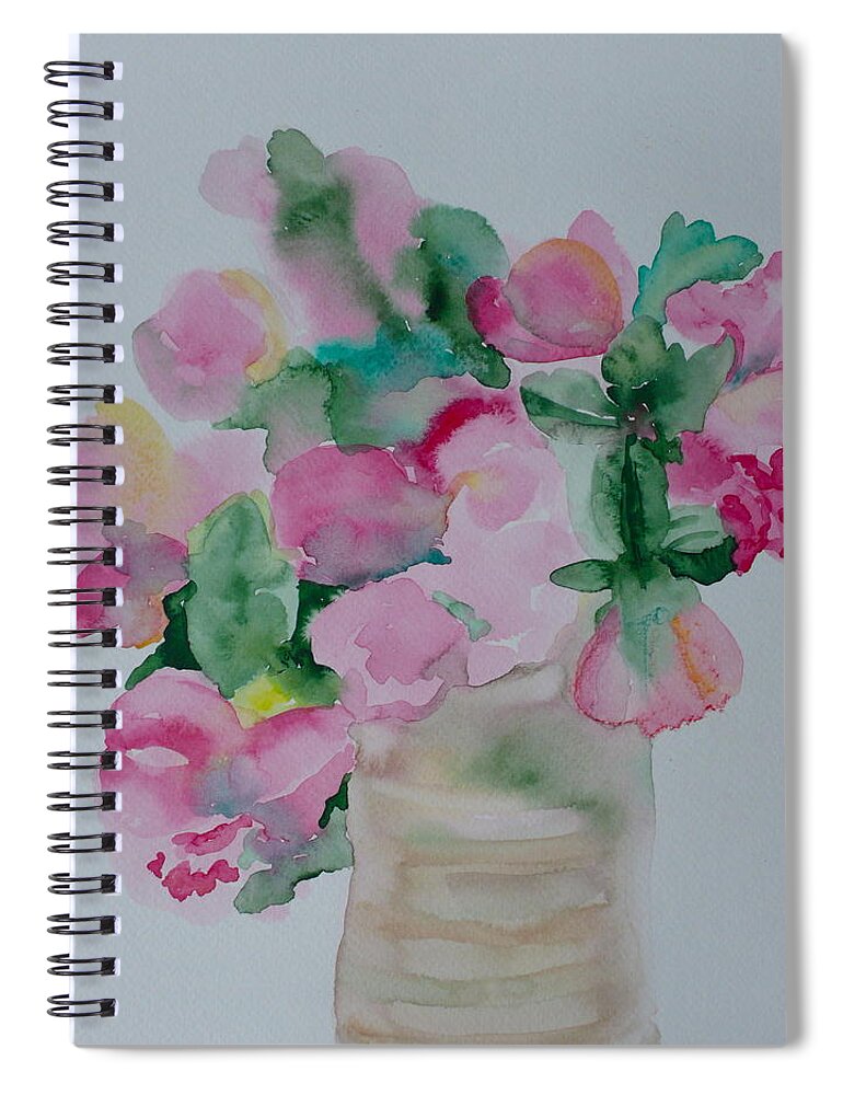 Peony Spiral Notebook featuring the painting Peony Study Vertical by Anna Ruzsan