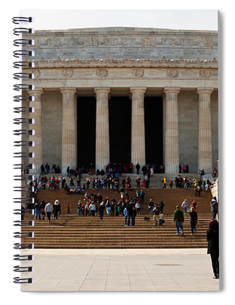 Photography Spiral Notebook featuring the photograph People At Lincoln Memorial, The Mall by Panoramic Images