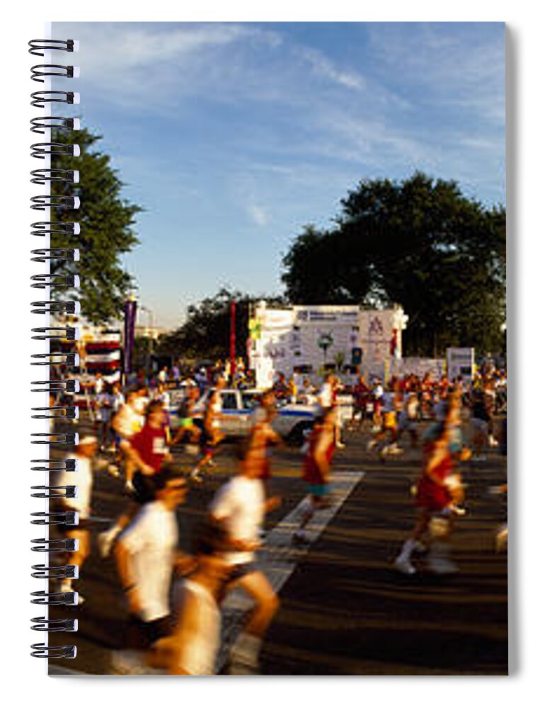 Photography Spiral Notebook featuring the photograph People Participating In A Marathon by Panoramic Images
