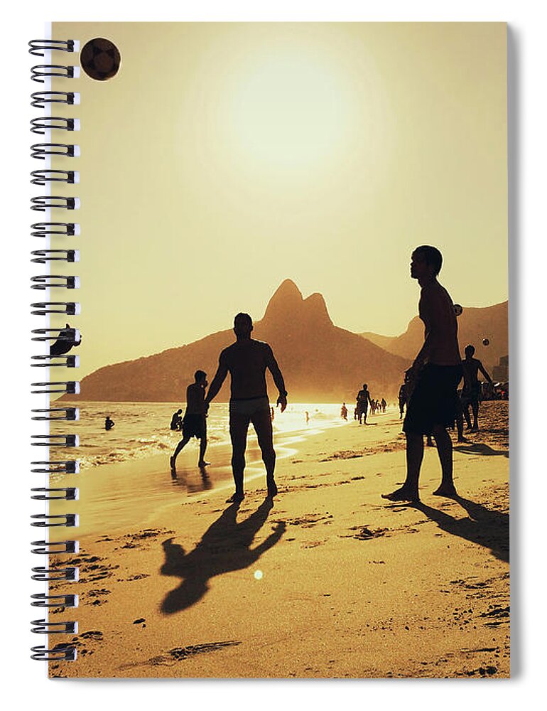 Outdoors Spiral Notebook featuring the photograph People Playing Football At Ipanema by Alexander Spatari