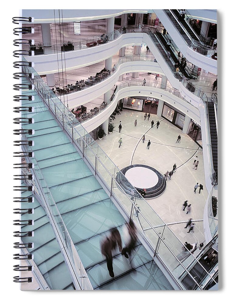 Steps Spiral Notebook featuring the photograph People Shopping At Luxury Shopping Mall by Eschcollection