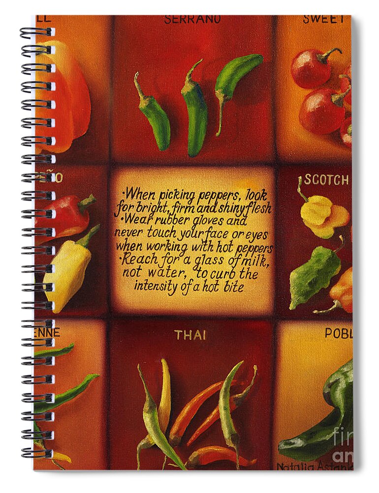 Peppers Spiral Notebook featuring the painting Pepper Facts by Natalia Astankina