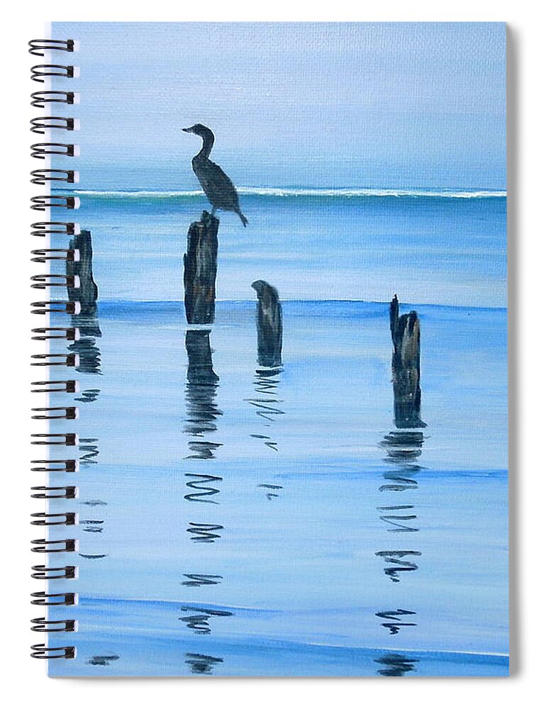 Dusk Spiral Notebook featuring the painting Perched at Dusk by Marilyn McNish