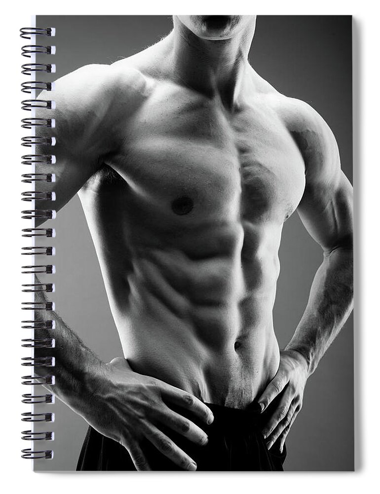 Push down tenacious tower Perfect Male Body Spiral Notebook by Georgijevic | Fine Art America