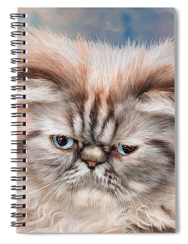 Persian Cat Spiral Notebook featuring the mixed media Persian Portrait by Carol Cavalaris