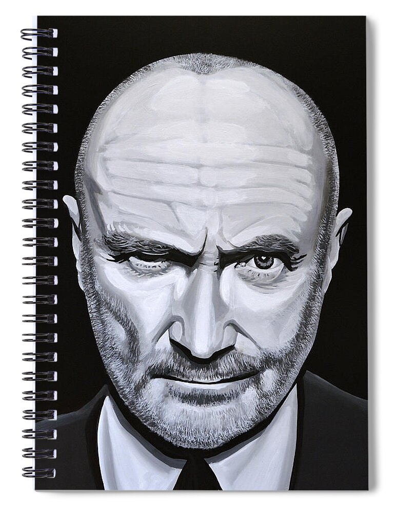 Phil Collins Spiral Notebook featuring the painting Phil Collins by Paul Meijering