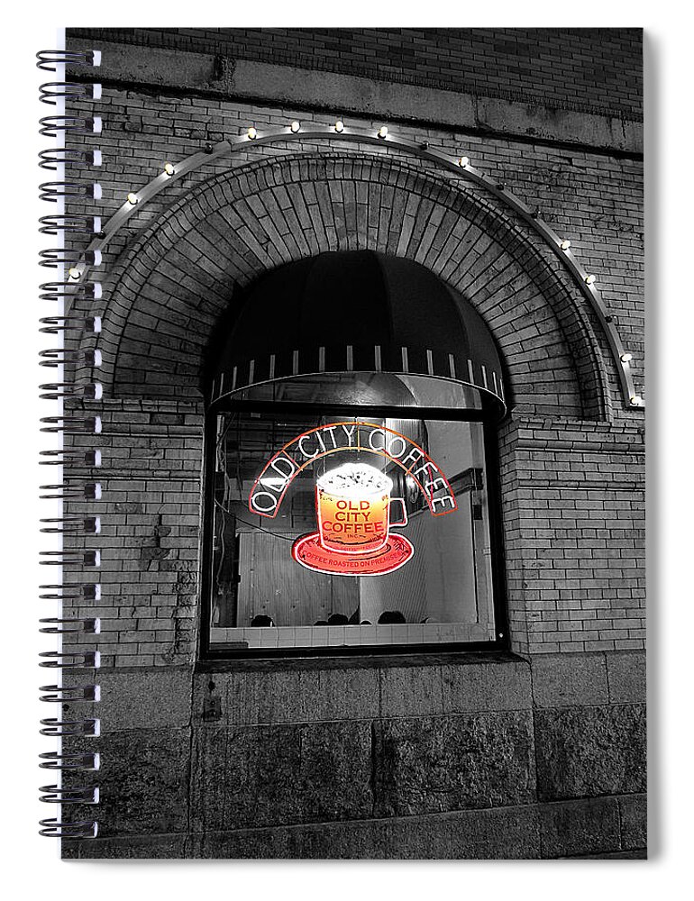 Richard Reeve Spiral Notebook featuring the photograph Philadelphia -Old City Coffee by Richard Reeve