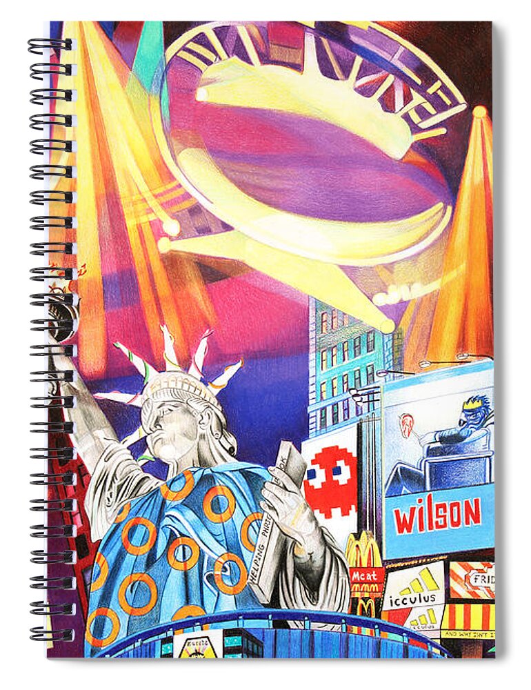 Phish Spiral Notebook featuring the drawing Phish New Years in New York Right Panel by Joshua Morton