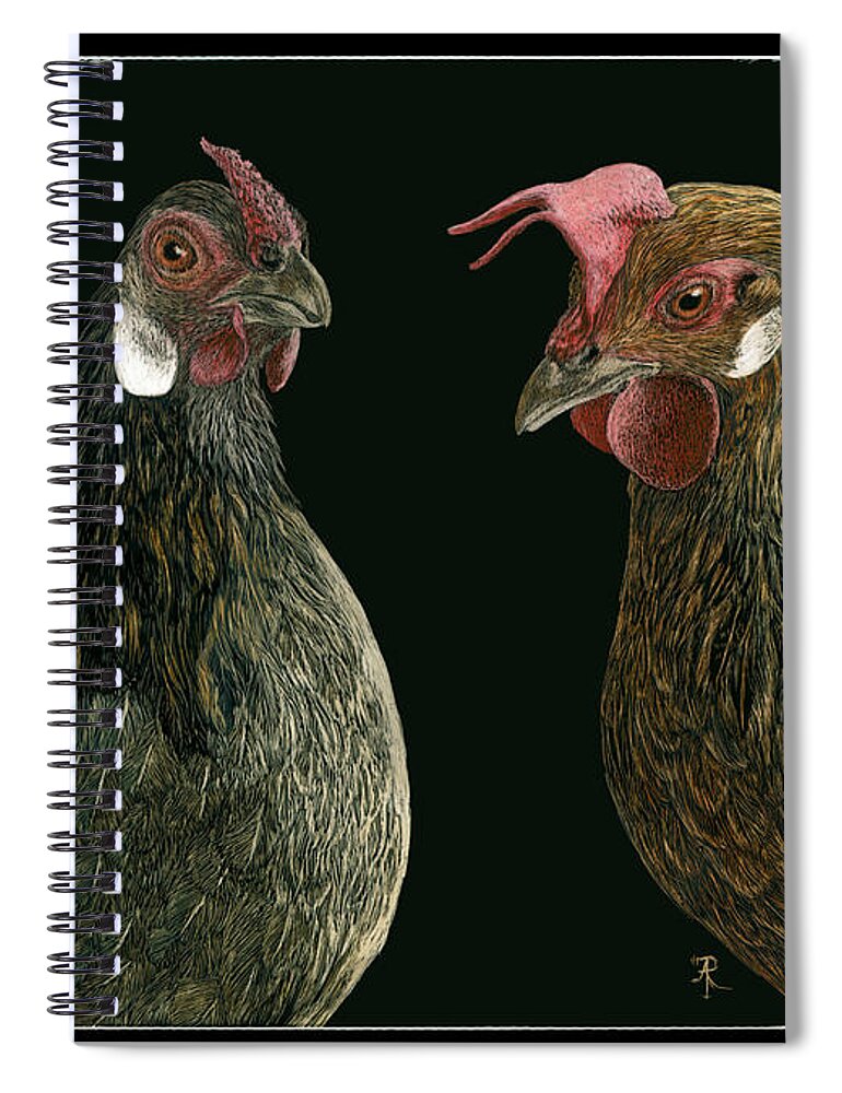 Bird Spiral Notebook featuring the drawing Pick A Little Talk A Little by Ann Ranlett