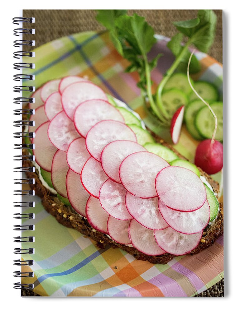 Cheese Spiral Notebook featuring the photograph Picnic Sandwiches With Radishes by Katya Lyukum