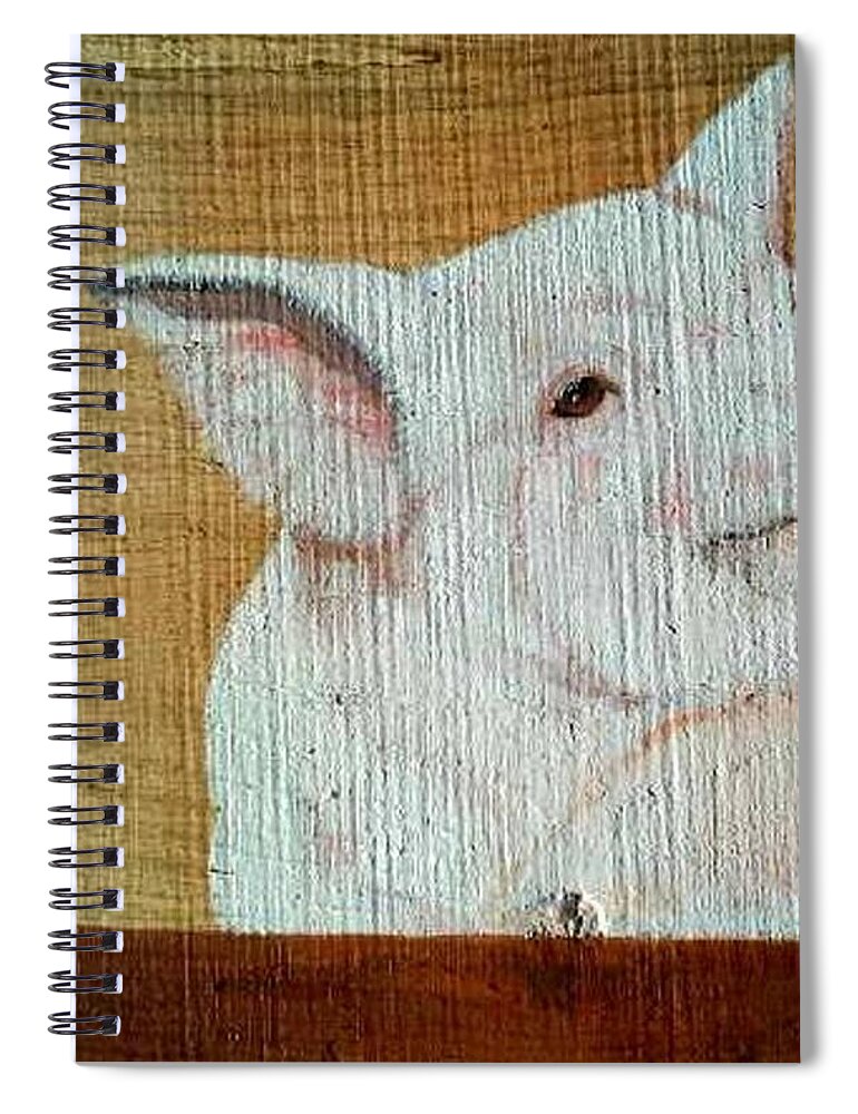Pig Spiral Notebook featuring the painting Pig Smile by Debbie LaFrance