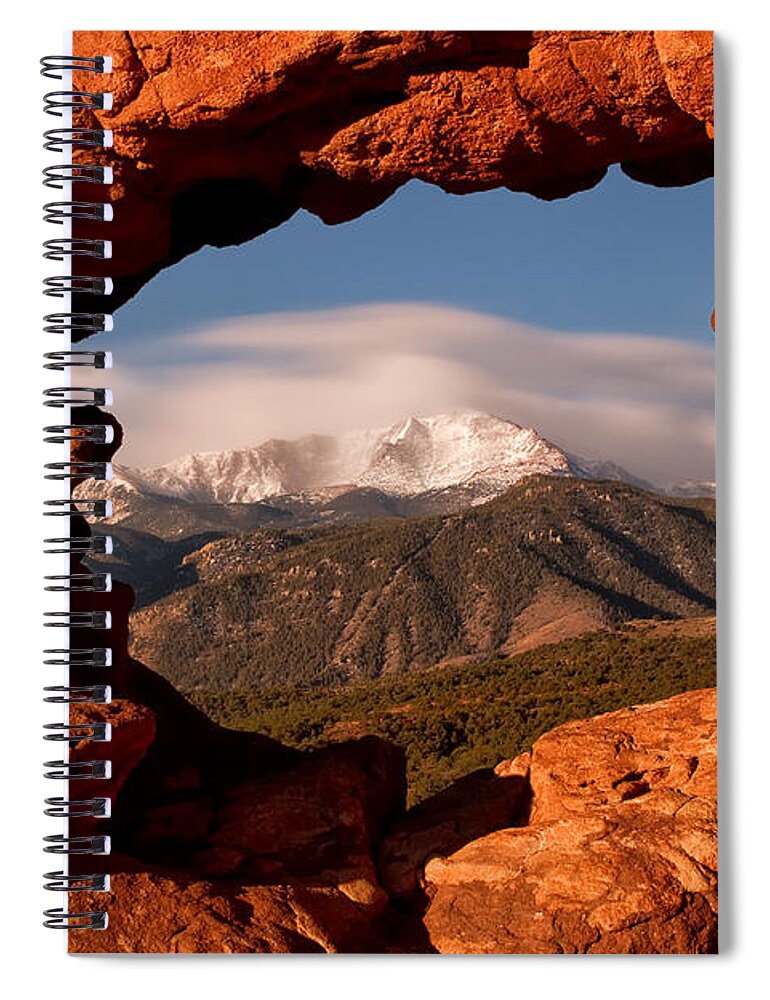 Pikes Peak Spiral Notebook featuring the photograph Pikes Peak Framed by Ronda Kimbrow