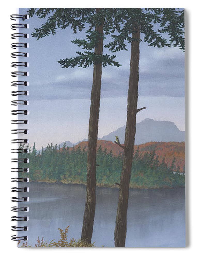 Lake Spiral Notebook featuring the painting Pine Island by Peter Rashford