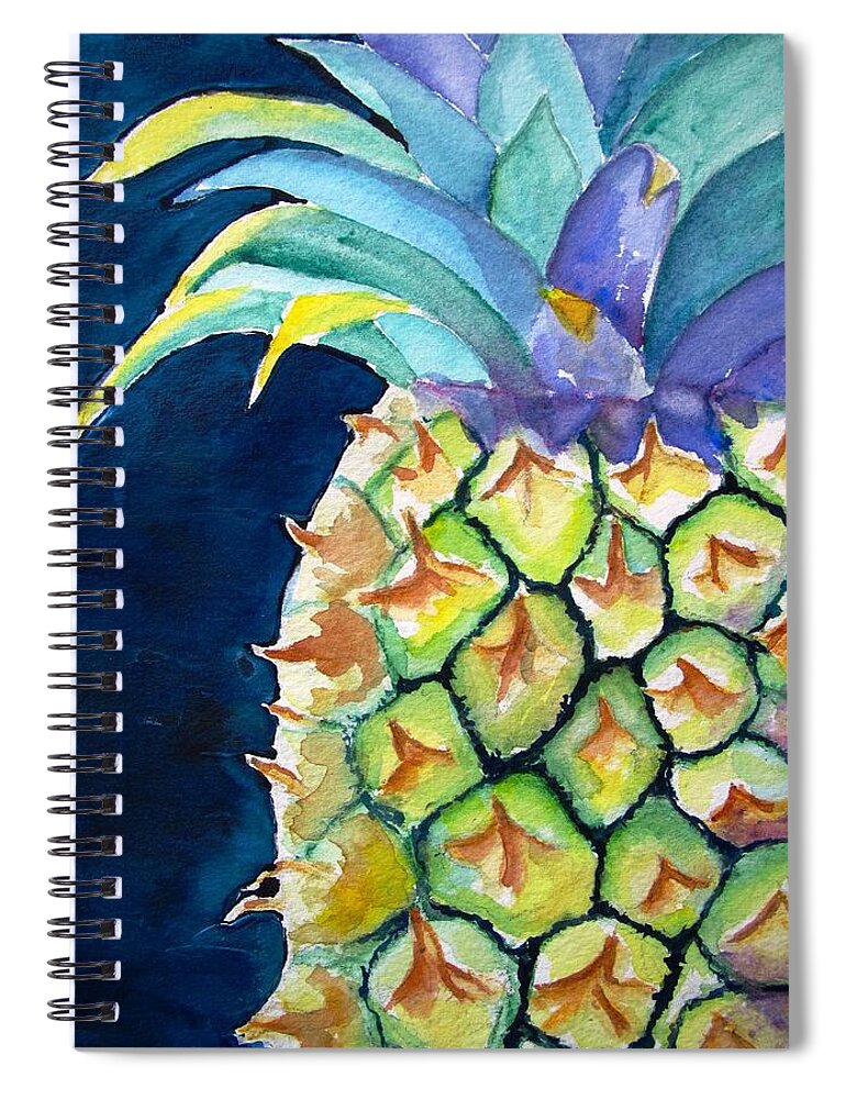Pineapple Spiral Notebook featuring the painting Pineapple by Carlin Blahnik CarlinArtWatercolor