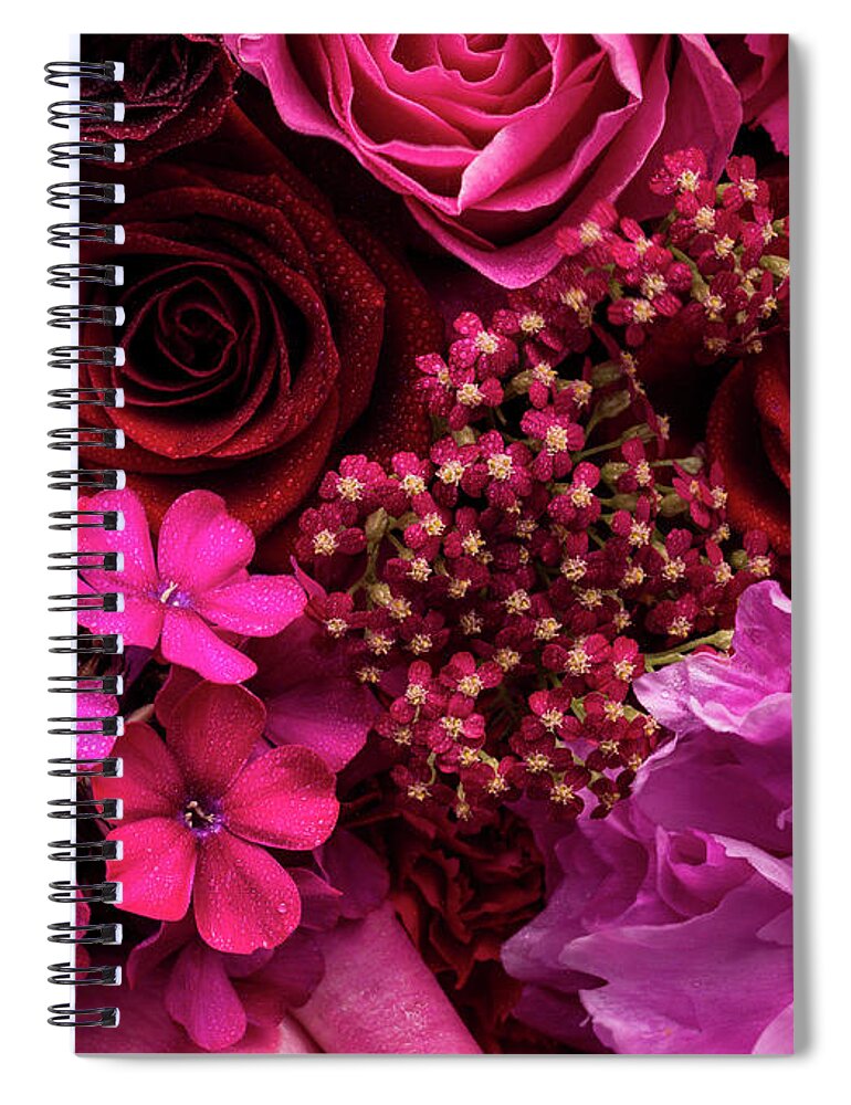Tranquility Spiral Notebook featuring the photograph Pink And Red Floral Arrangement, Detail by Jonathan Knowles