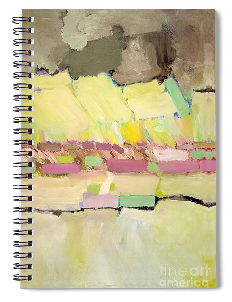 Landscape Spiral Notebook featuring the painting Pink and Yellow by Allan P Friedlander