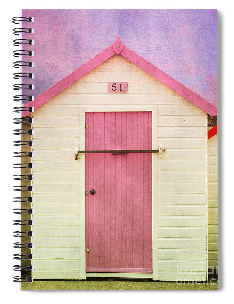 Beach Hut With Texture Spiral Notebook featuring the photograph Pink Beach Hut by Terri Waters