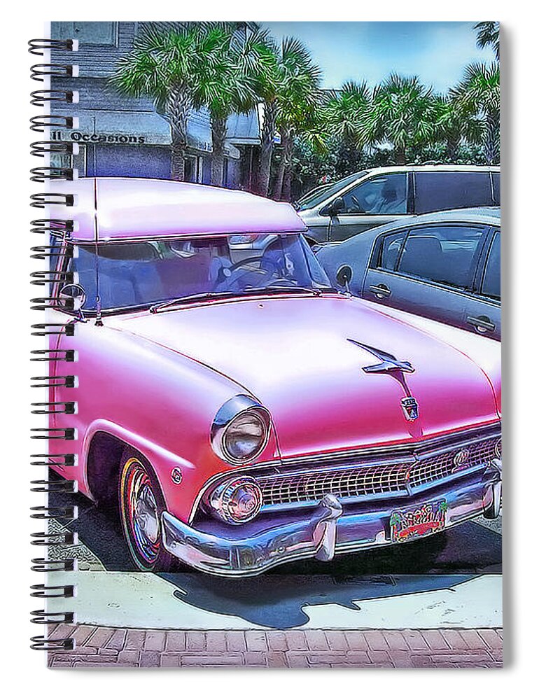Ford Spiral Notebook featuring the photograph Pink Beauty in the Parking-Lot by Hanny Heim