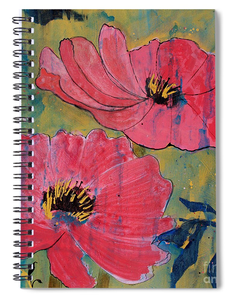 Pink Spiral Notebook featuring the painting Pink Blossoms by Robin Pedrero