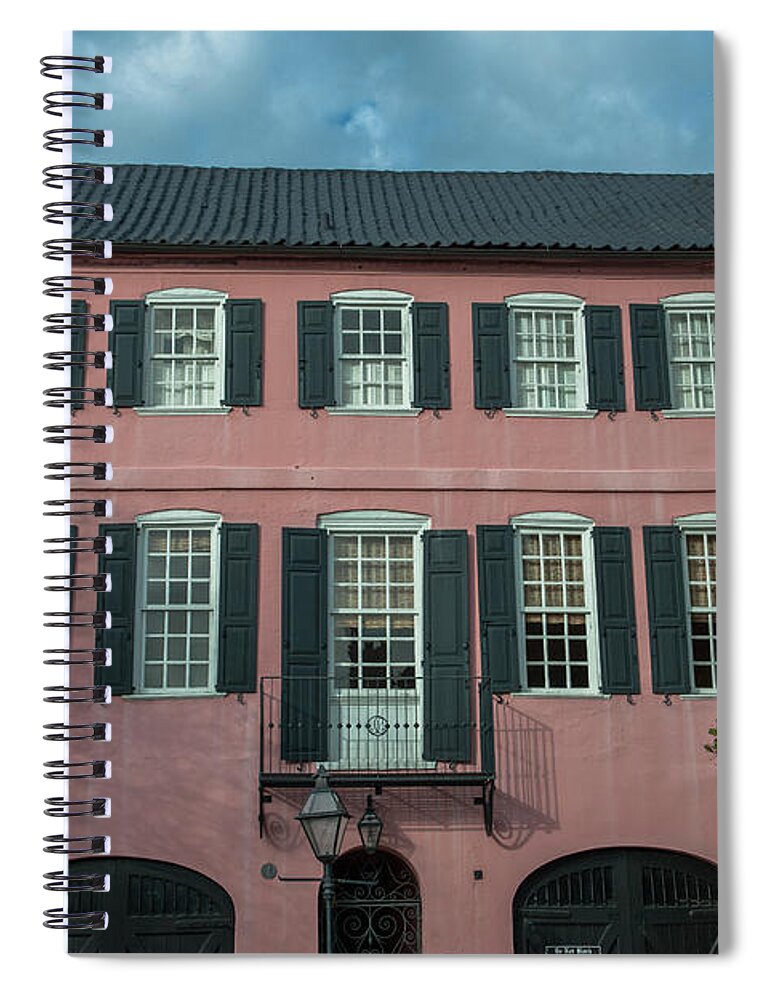Pink Spiral Notebook featuring the photograph Pink Colonial Home by Dale Powell