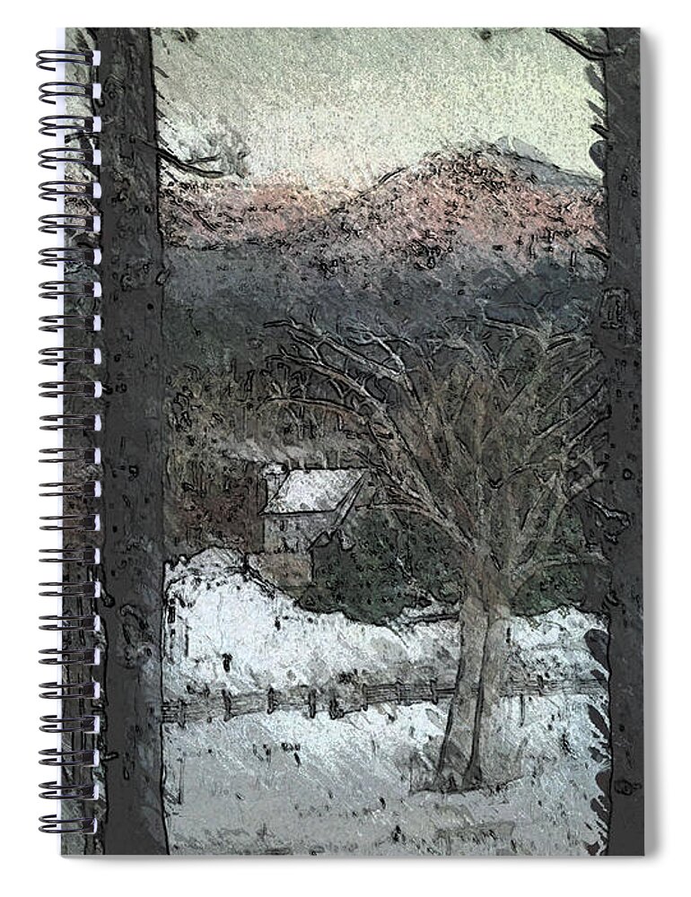 Snow Spiral Notebook featuring the painting Snow - Pink Mountain - Blueridge Mountains by Jan Dappen