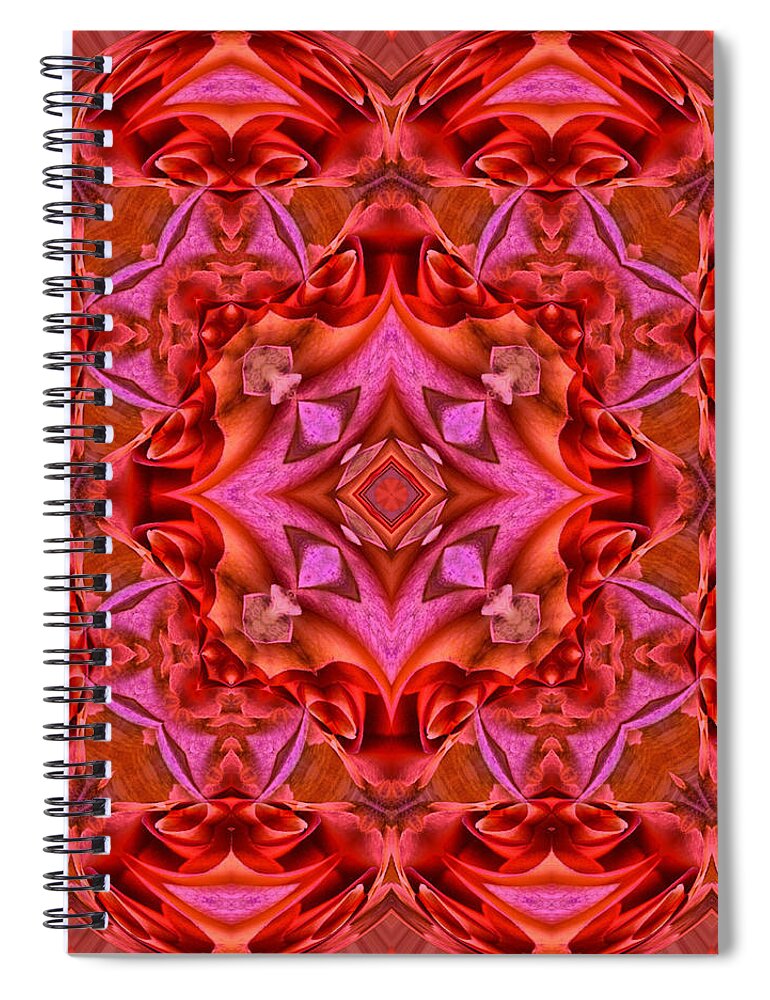 Kaleidoscope Spiral Notebook featuring the digital art Pink Perfection No 5 by Charmaine Zoe