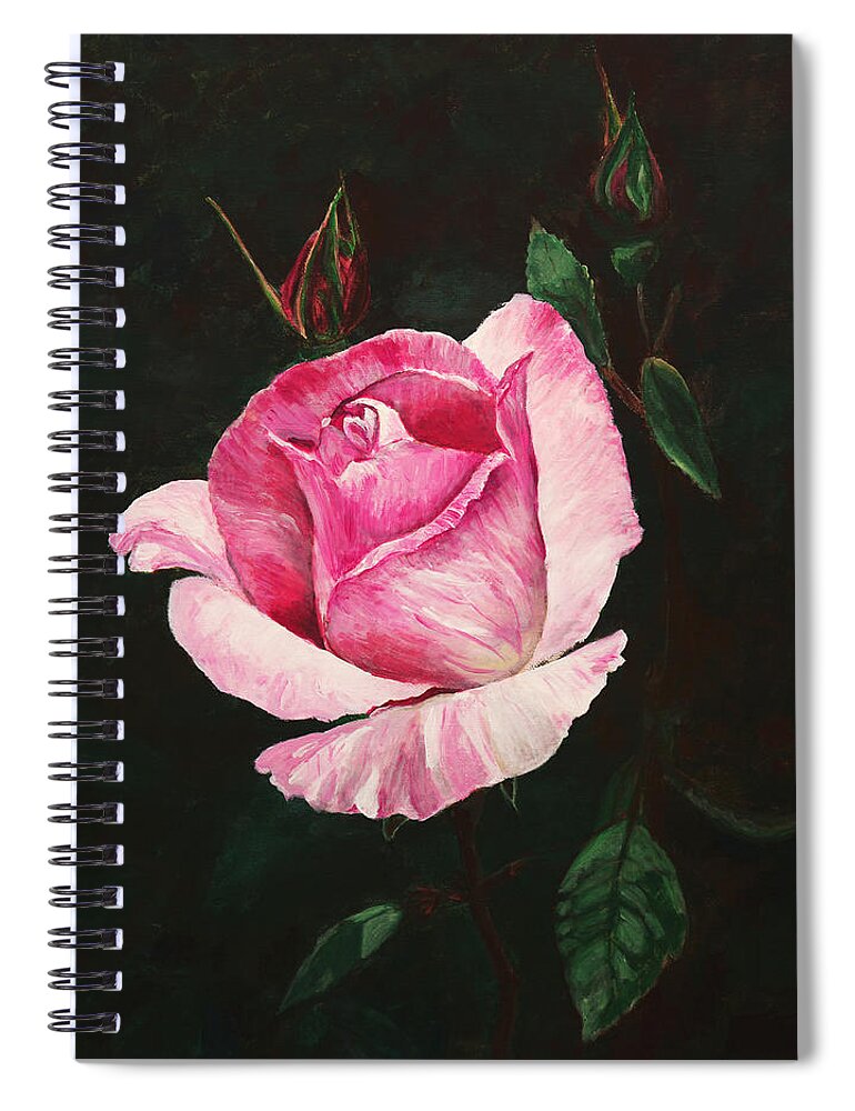 Flowers Spiral Notebook featuring the painting Pink Rose by Masha Batkova