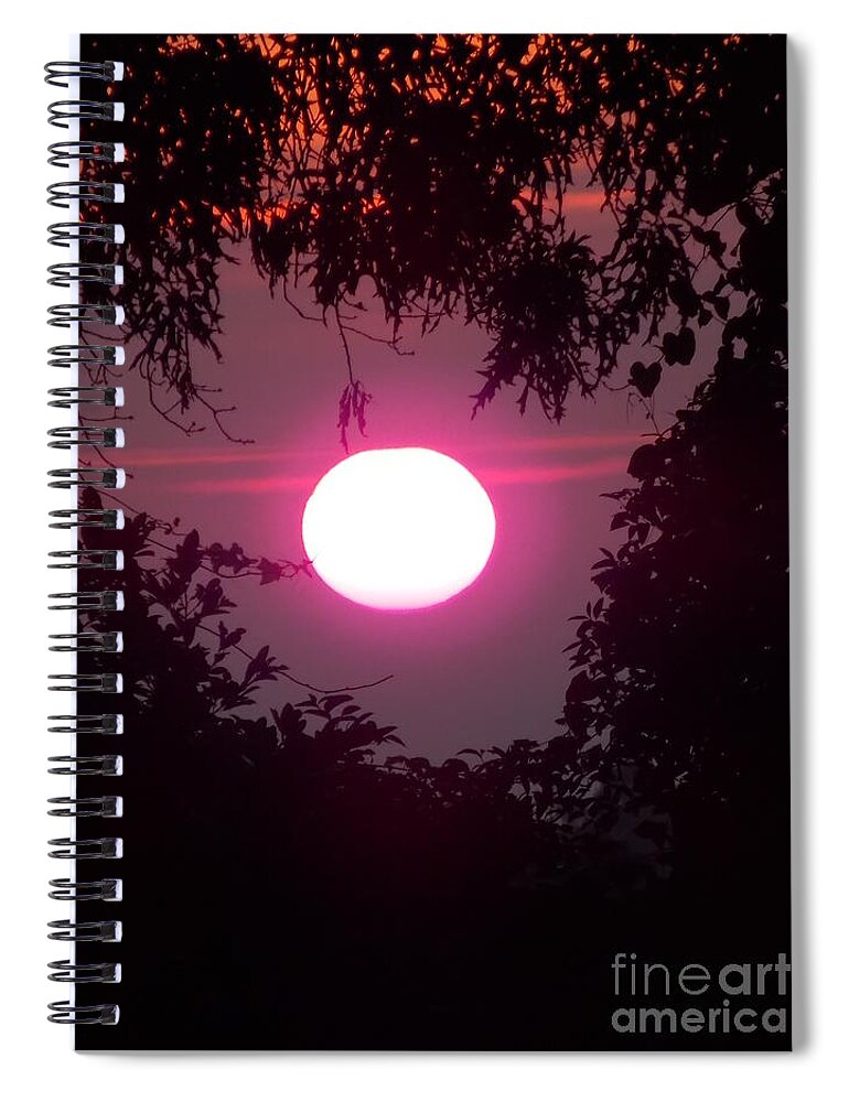 Sunrise Spiral Notebook featuring the digital art Pink Sunrise Breast Cancer Awareness by Matthew Seufer