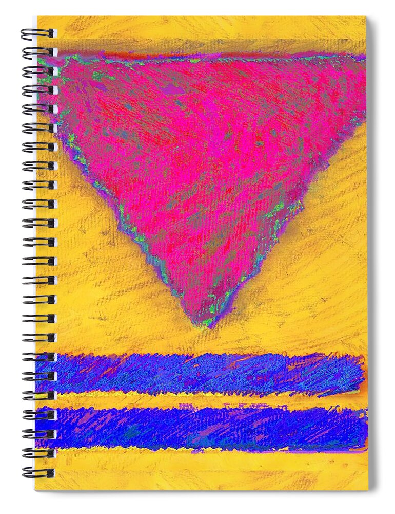 Abstract Spiral Notebook featuring the painting Pink Triangle on Yellow by Dale Moses