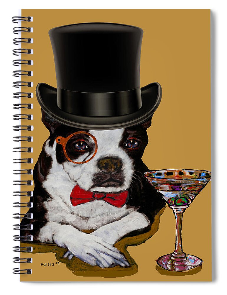 Boston Terrier Spiral Notebook featuring the painting Pip Pip  Cherio by Dale Moses