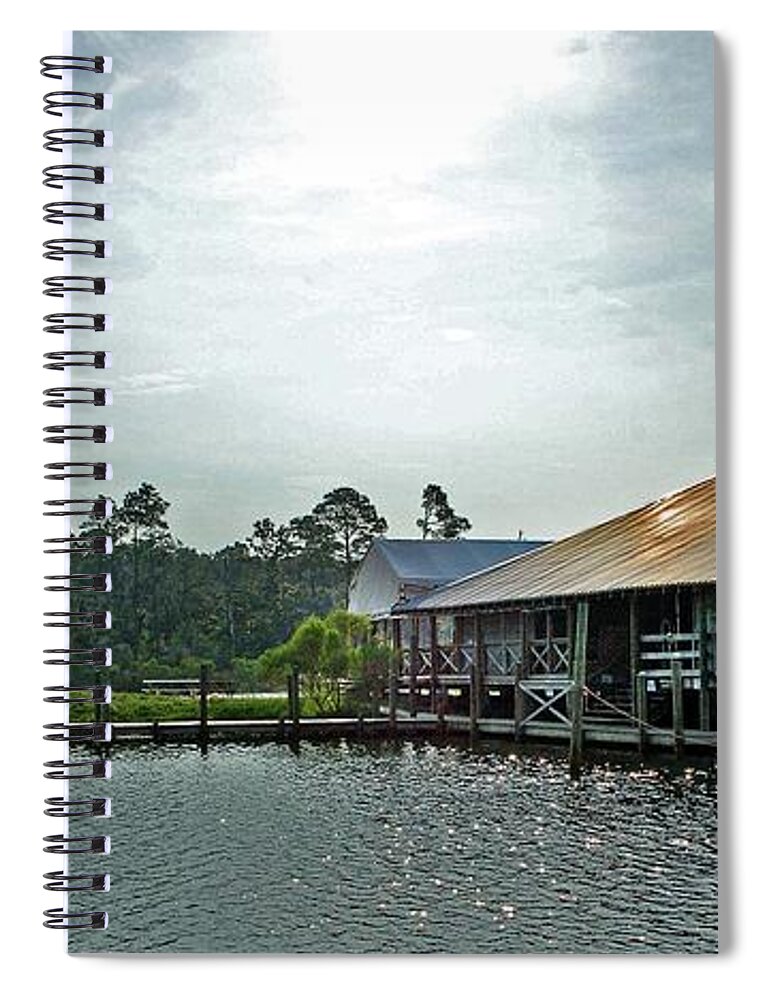 Labama Spiral Notebook featuring the digital art Pirates Cove Harbor by Michael Thomas