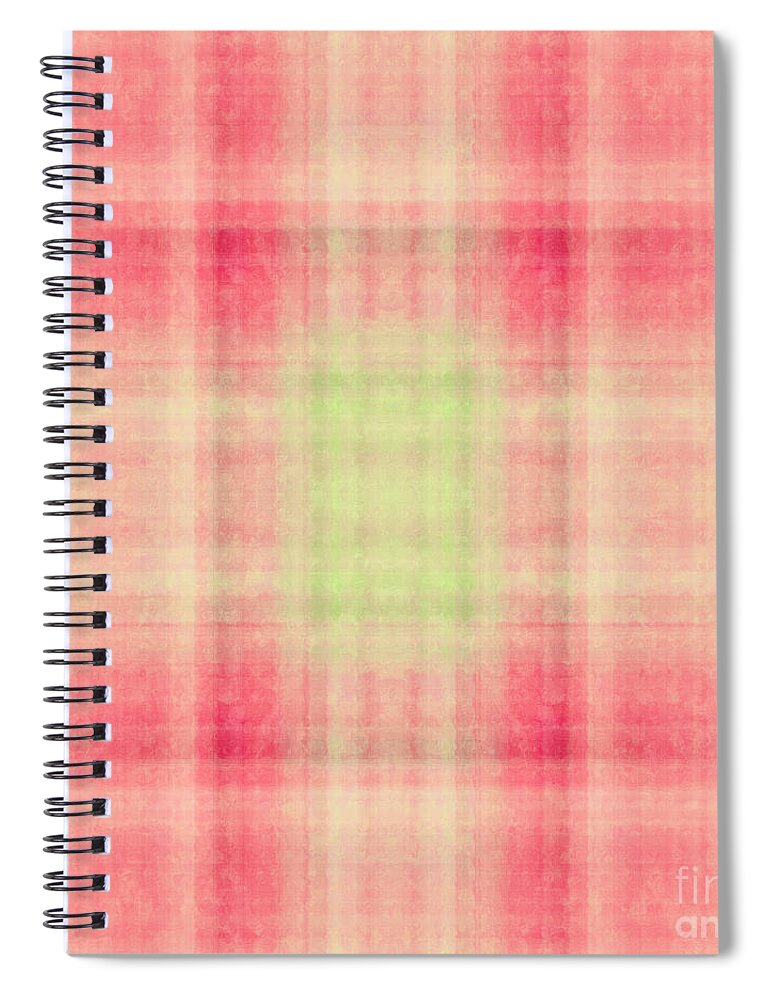 Andee Design Abstract Spiral Notebook featuring the digital art Plaid In Salmon 1 Square by Andee Design