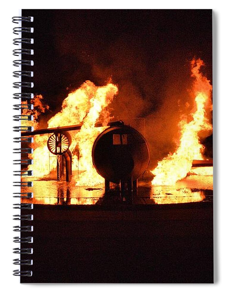 Burning Spiral Notebook featuring the photograph Plane Heats Up by Aaron Martens