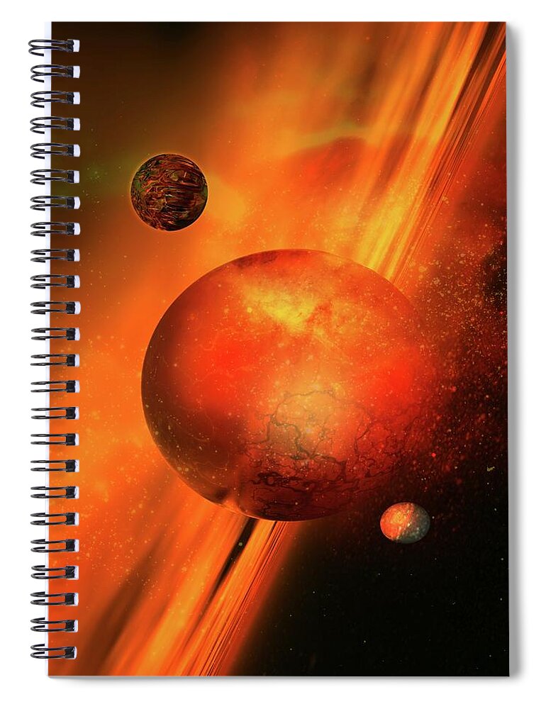 Concepts & Topics Spiral Notebook featuring the digital art Planetary Formation, Artwork by Victor Habbick Visions