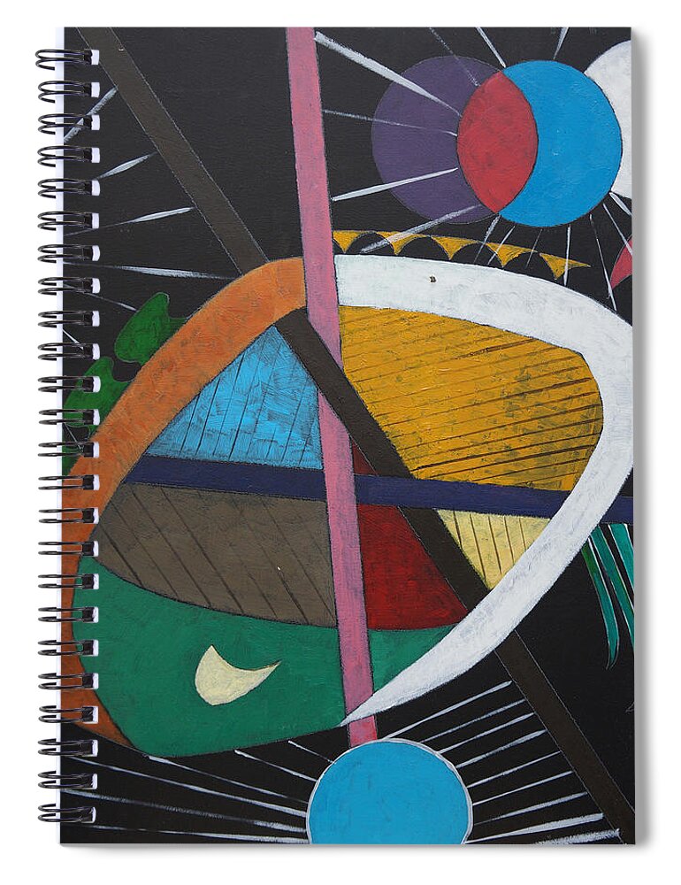 Acrylic Spiral Notebook featuring the painting Planets by Sergey Bezhinets