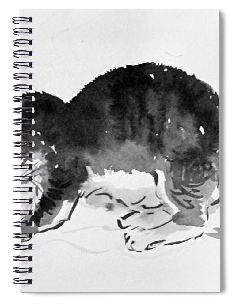 Sumi-e Spiral Notebook featuring the painting Playful by Asha Sudhaker Shenoy