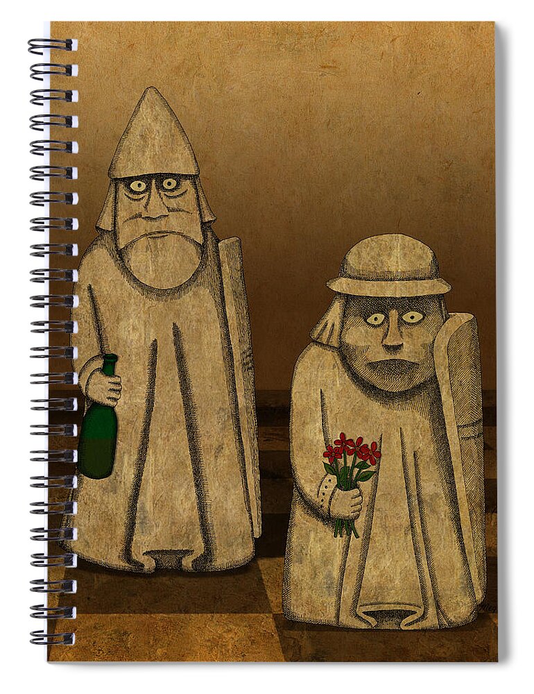 Lewis Chess Peace Wine Flowers Spiral Notebook featuring the drawing Playing for Peace by Meg Shearer