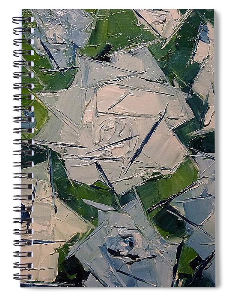 Abstract Spiral Notebook featuring the painting Playing with blue by Amalia Suruceanu